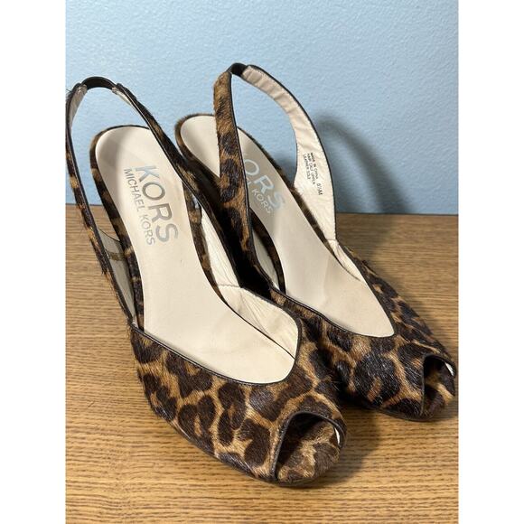 Michael Kors Shoes - Michael Kors Womens Shoe Size 8.5 Peep Toe ANIMAL PRINT High Heel Wedge Pumps